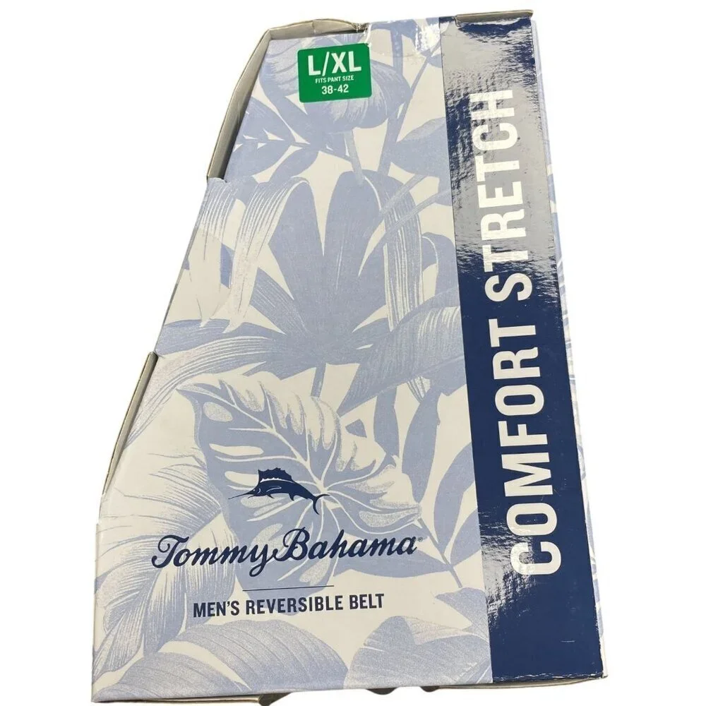 NEW Tommy Bahama Men's L/XL 38-42 Reversible Belt Comfort Stretch Navy/Brown